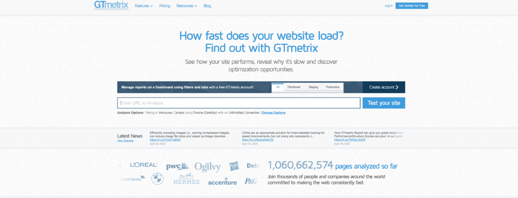 GTMetrix Free Tool to see how your site performs, reveal why it's slow and discover optimization opportunities.